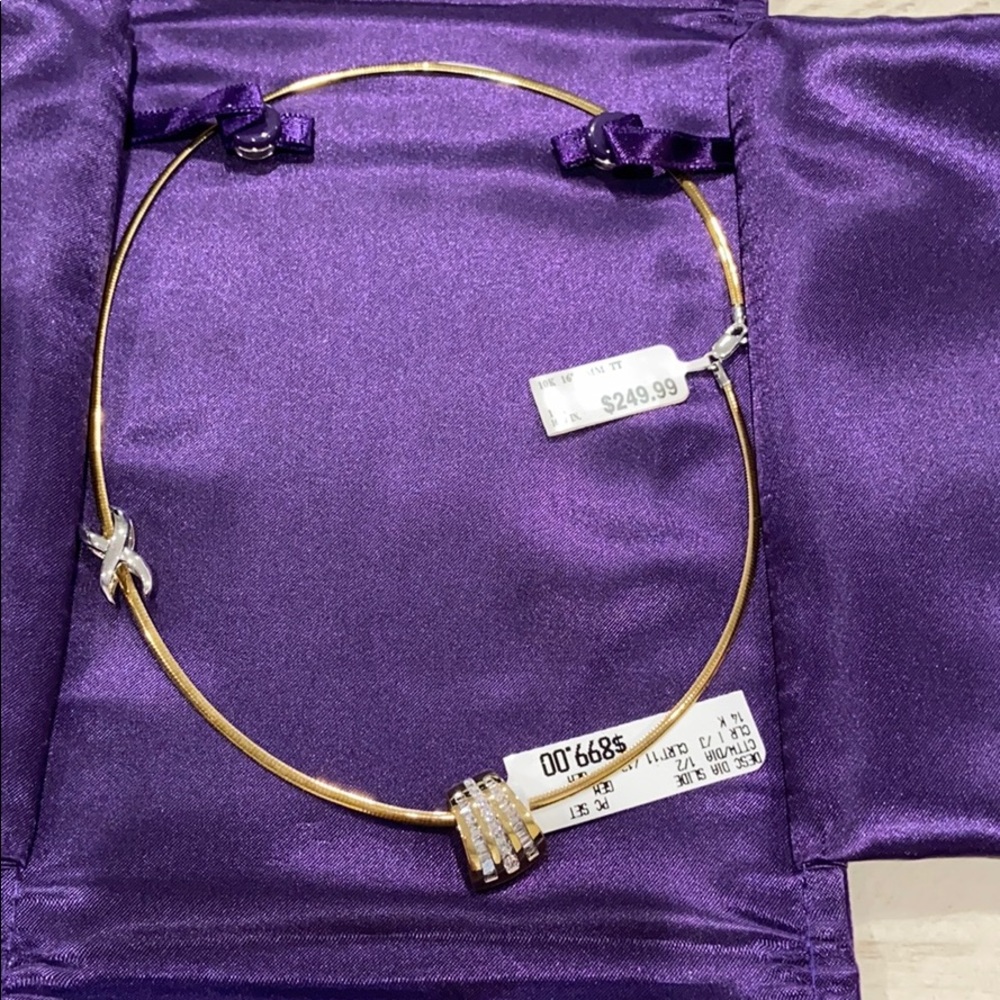NEW DIAMOND GOLD NECKLACE SET - Picture 1 of 5